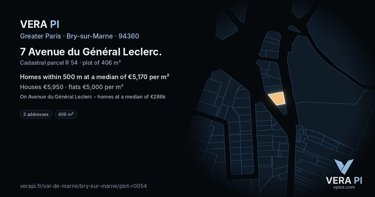 7 Avenue du Général Leclerc, Bry-sur-Marne at night – the plot lit, the parcels around coloured by the prices near them
