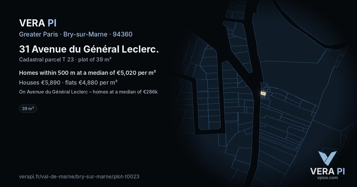 31 Avenue du Général Leclerc, Bry-sur-Marne at night – the plot lit, the parcels around coloured by the prices near them