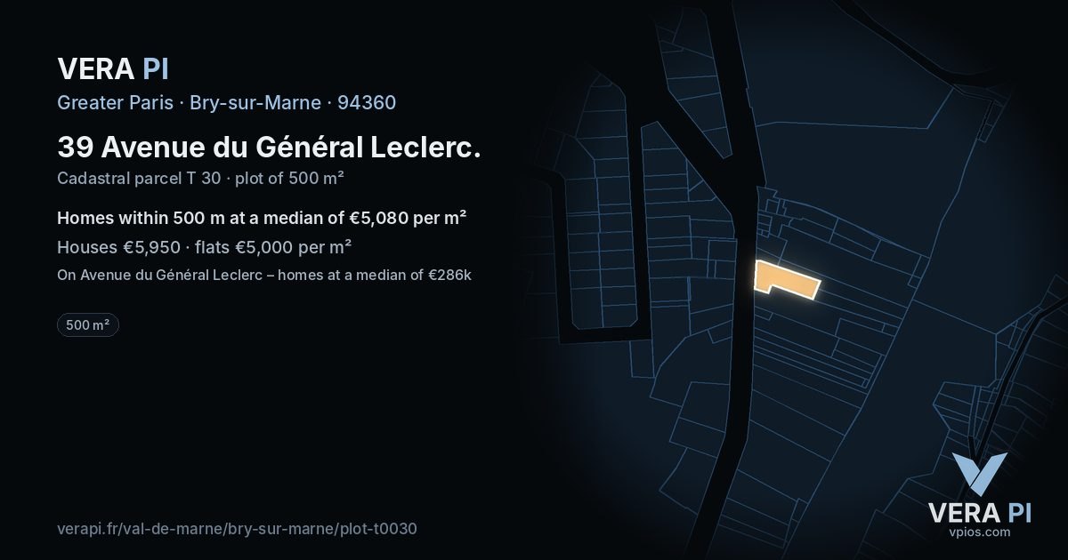 39 Avenue du Général Leclerc, Bry-sur-Marne at night – the plot lit, the parcels around coloured by the prices near them