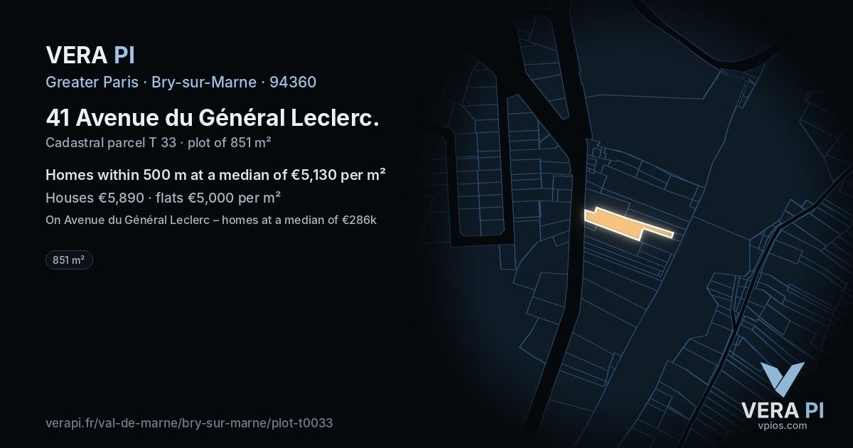 41 Avenue du Général Leclerc, Bry-sur-Marne at night – the plot lit, the parcels around coloured by the prices near them