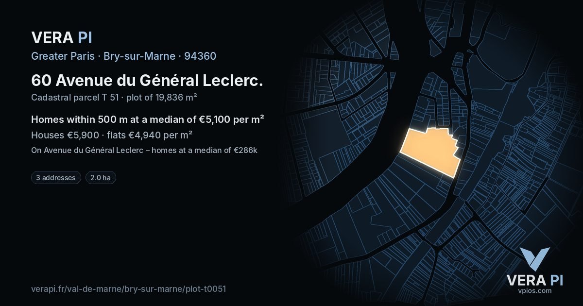 60 Avenue du Général Leclerc, Bry-sur-Marne at night – the plot lit, the parcels around coloured by the prices near them