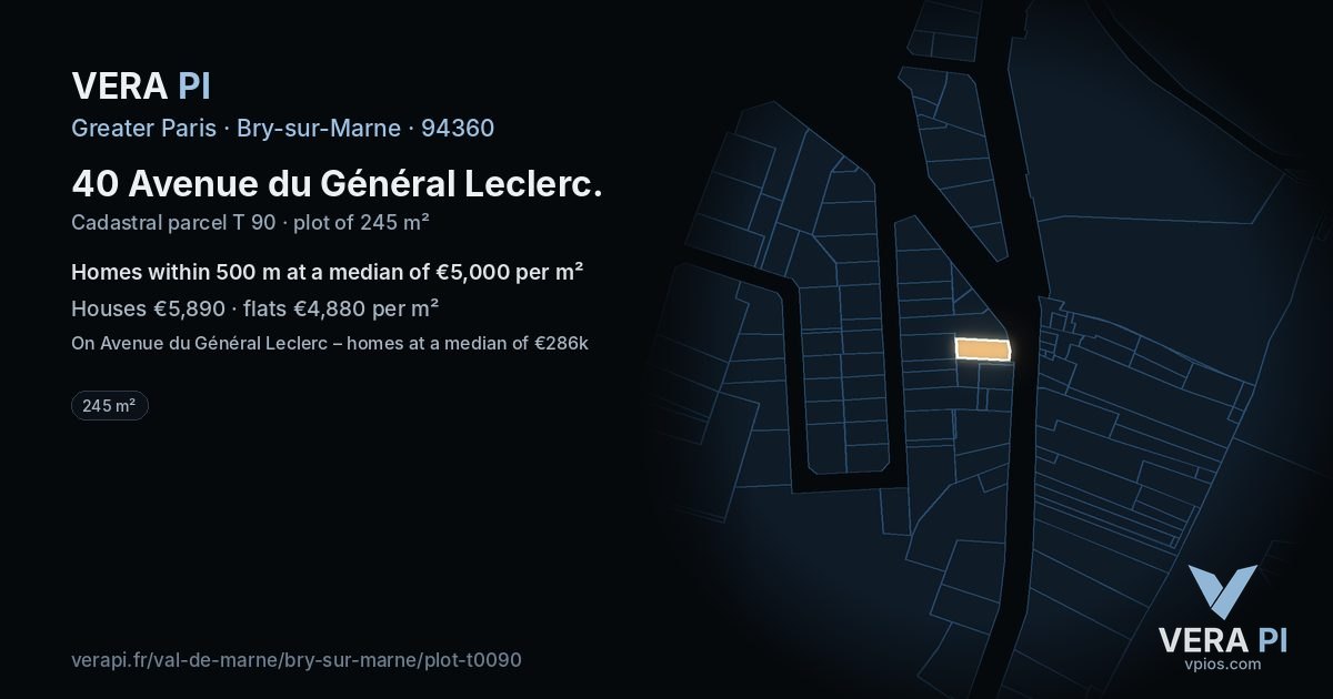 40 Avenue du Général Leclerc, Bry-sur-Marne at night – the plot lit, the parcels around coloured by the prices near them
