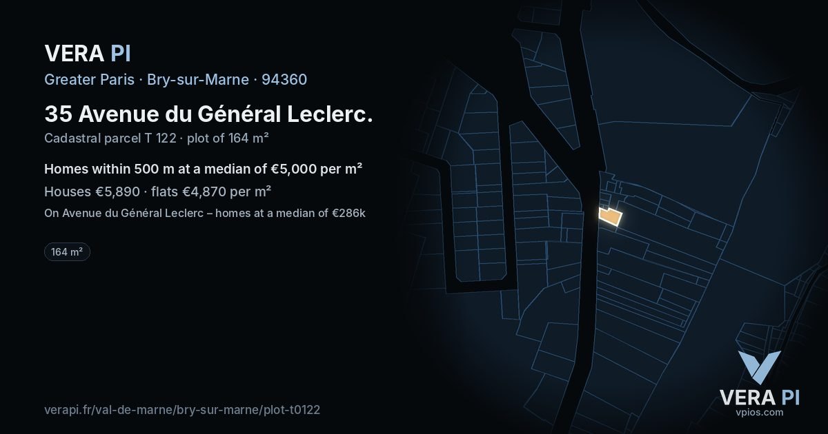 35 Avenue du Général Leclerc, Bry-sur-Marne at night – the plot lit, the parcels around coloured by the prices near them