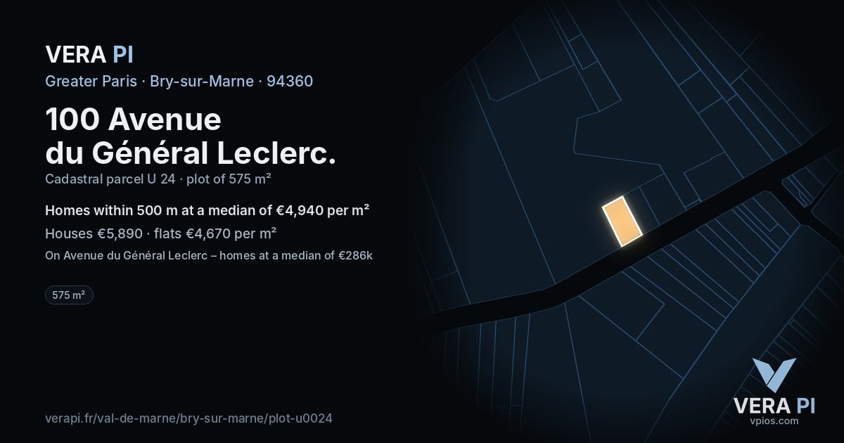 100 Avenue du Général Leclerc, Bry-sur-Marne at night – the plot lit, the parcels around coloured by the prices near them