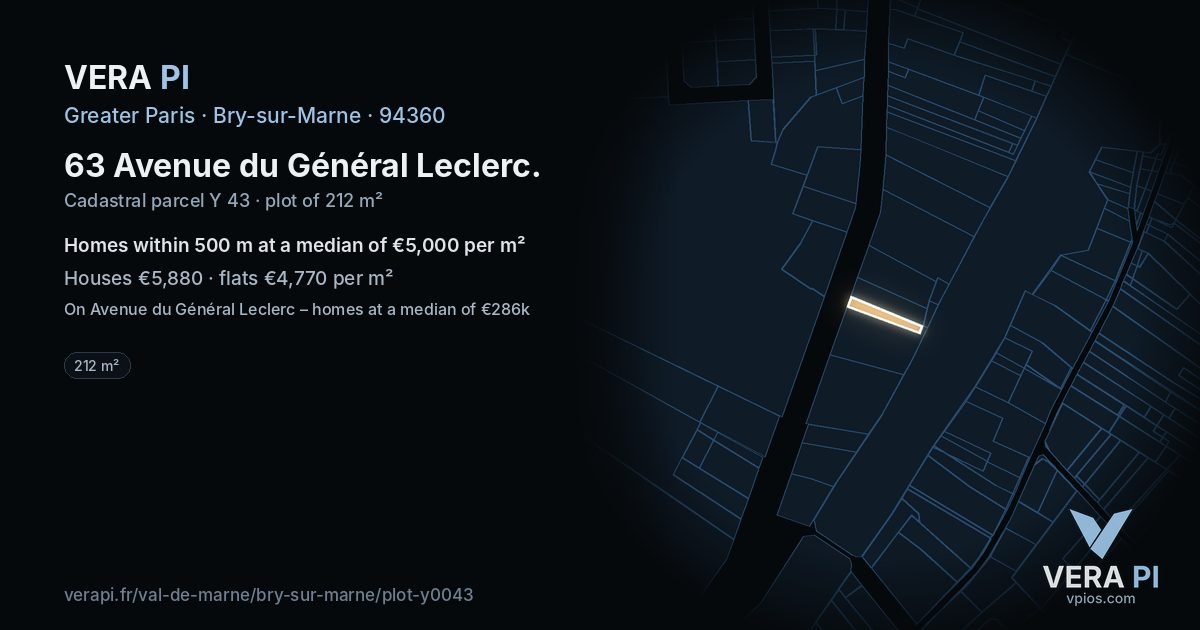 63 Avenue du Général Leclerc, Bry-sur-Marne at night – the plot lit, the parcels around coloured by the prices near them