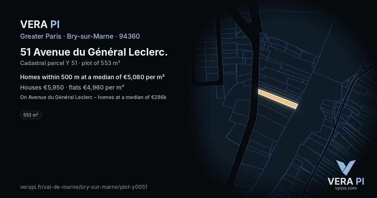 51 Avenue du Général Leclerc, Bry-sur-Marne at night – the plot lit, the parcels around coloured by the prices near them