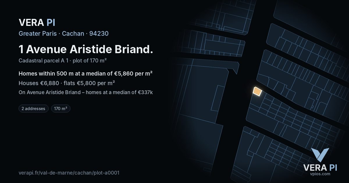 1 Avenue Aristide Briand, Cachan at night – the plot lit, the parcels around coloured by the prices near them