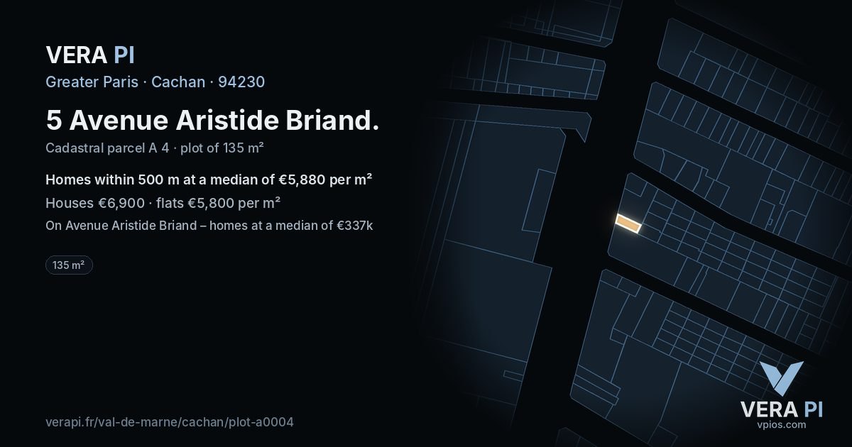 5 Avenue Aristide Briand, Cachan at night – the plot lit, the parcels around coloured by the prices near them