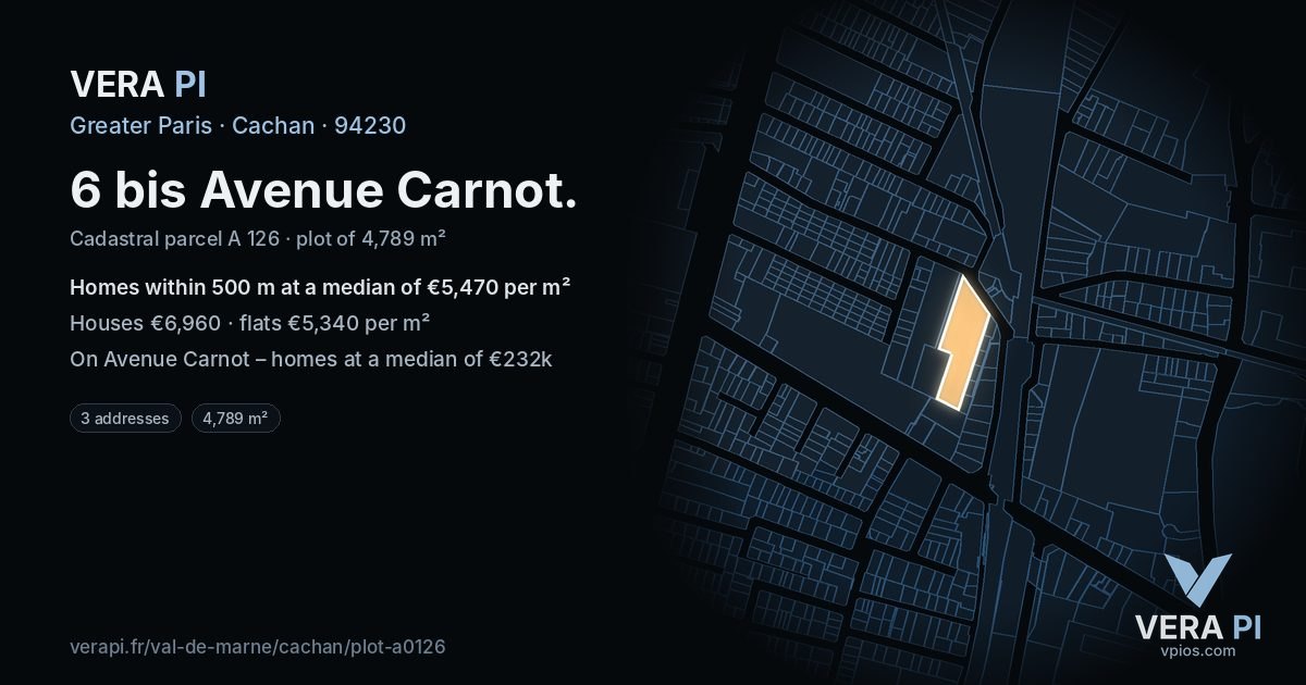 6 bis Avenue Carnot, Cachan at night – the plot lit, the parcels around coloured by the prices near them