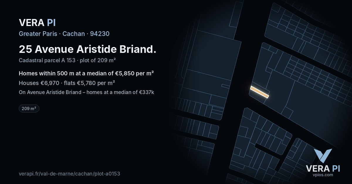 25 Avenue Aristide Briand, Cachan at night – the plot lit, the parcels around coloured by the prices near them
