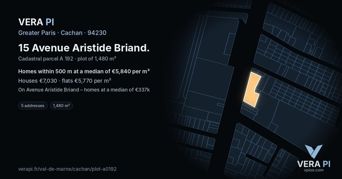 15 Avenue Aristide Briand, Cachan at night – the plot lit, the parcels around coloured by the prices near them