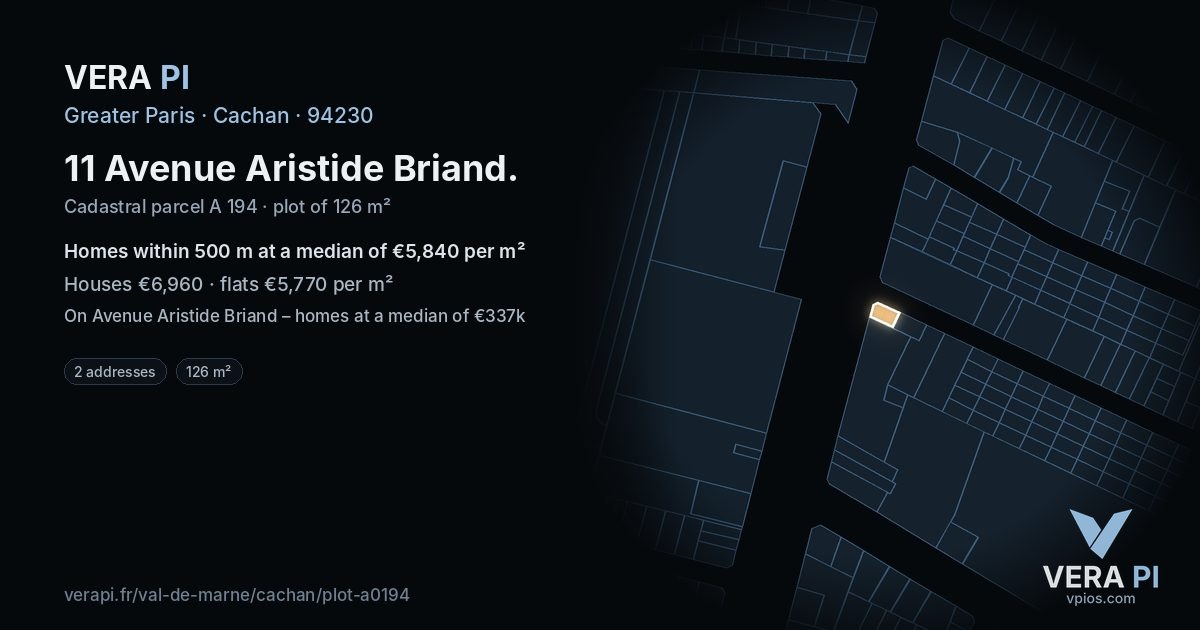 11 Avenue Aristide Briand, Cachan at night – the plot lit, the parcels around coloured by the prices near them
