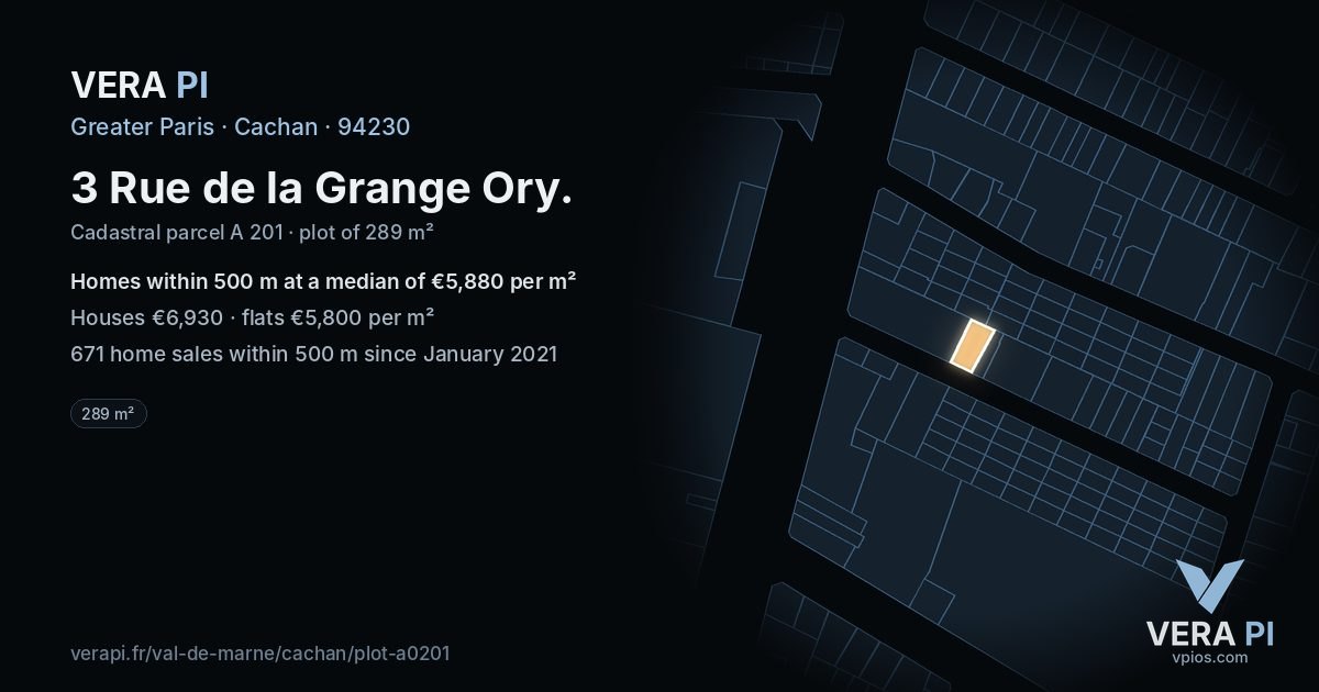 3 Rue de la Grange Ory, Cachan at night – the plot lit, the parcels around coloured by the prices near them
