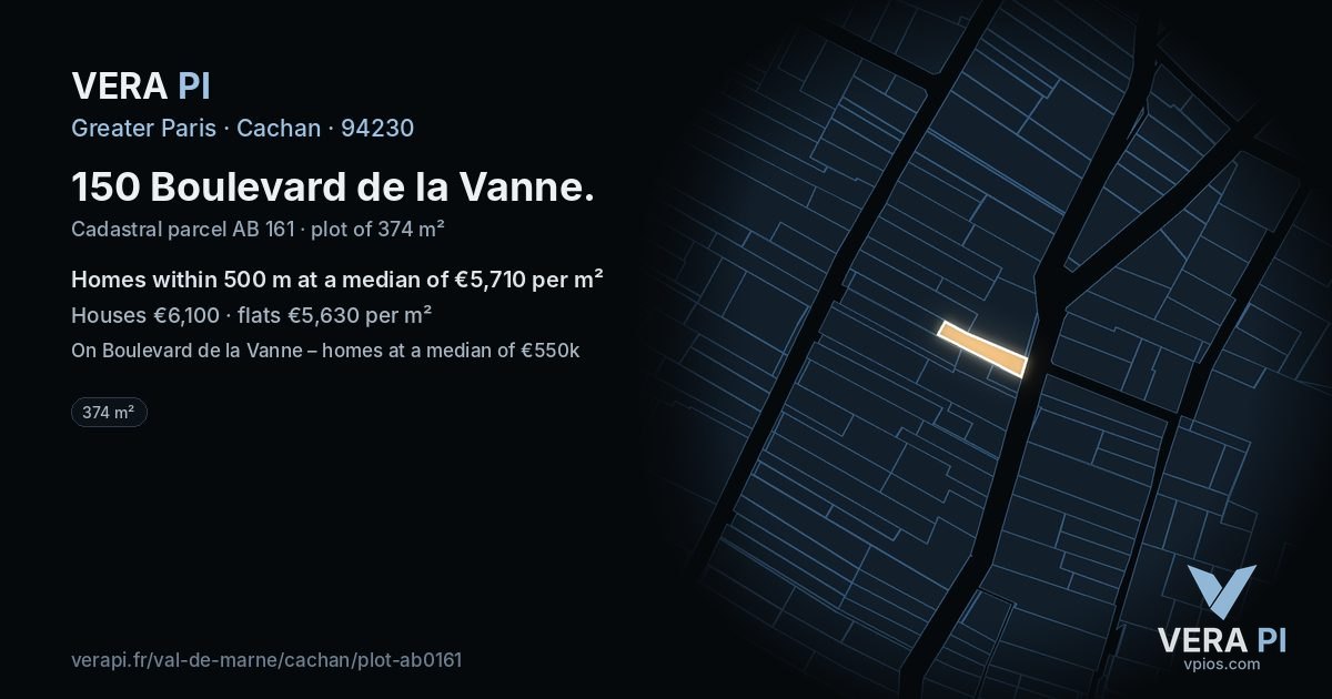 150 Boulevard de la Vanne, Cachan at night – the plot lit, the parcels around coloured by the prices near them