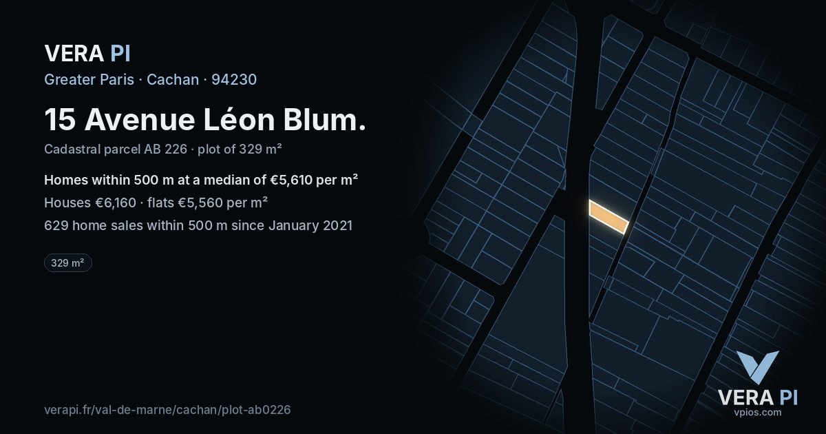 15 Avenue Léon Blum, Cachan at night – the plot lit, the parcels around coloured by the prices near them