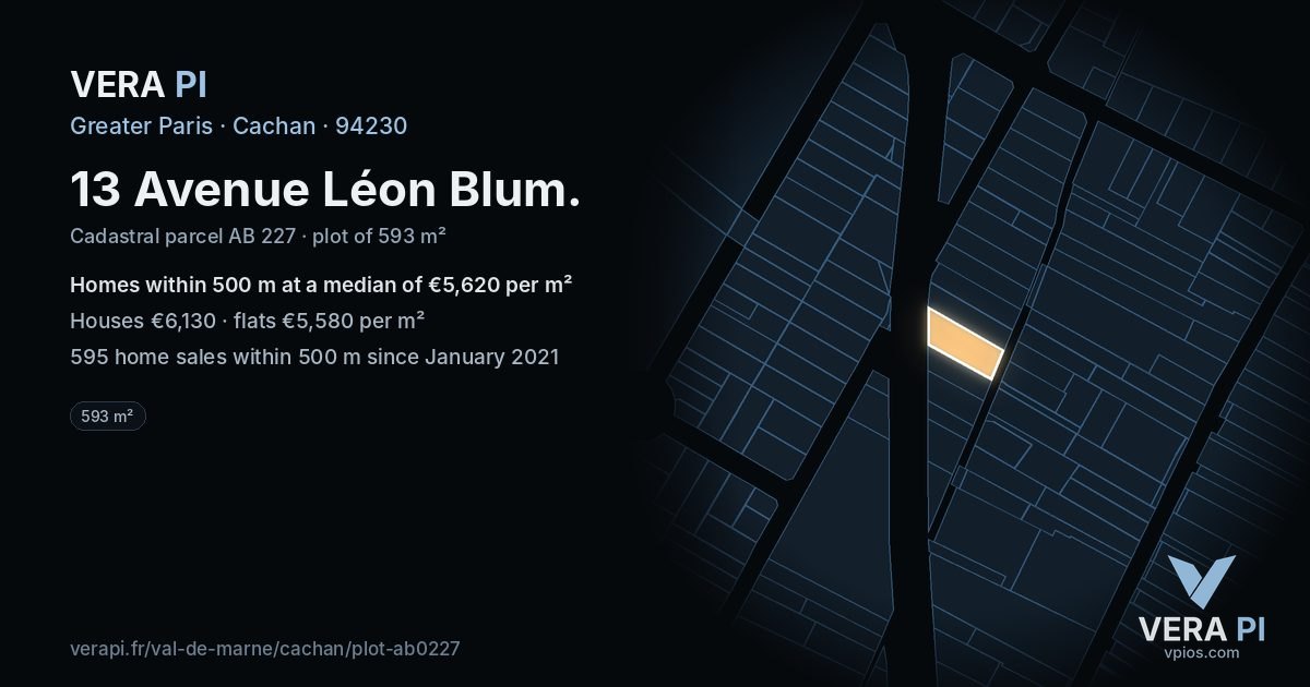 13 Avenue Léon Blum, Cachan at night – the plot lit, the parcels around coloured by the prices near them