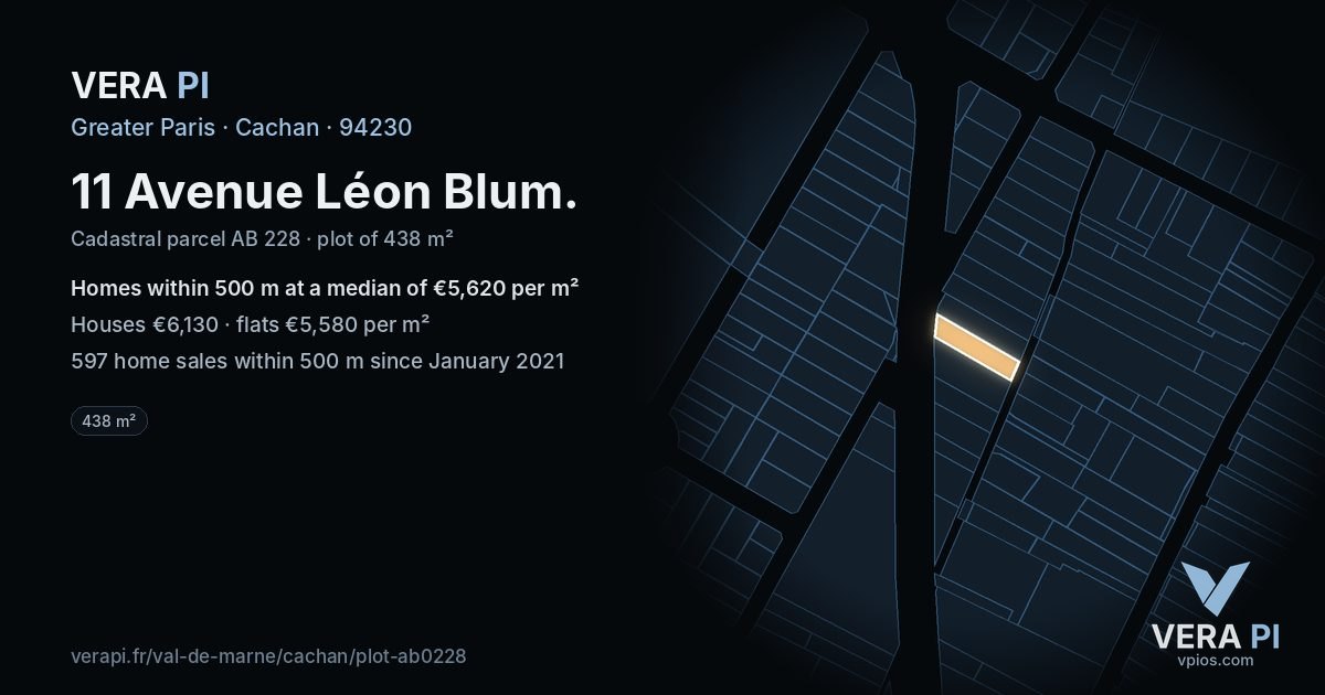11 Avenue Léon Blum, Cachan at night – the plot lit, the parcels around coloured by the prices near them