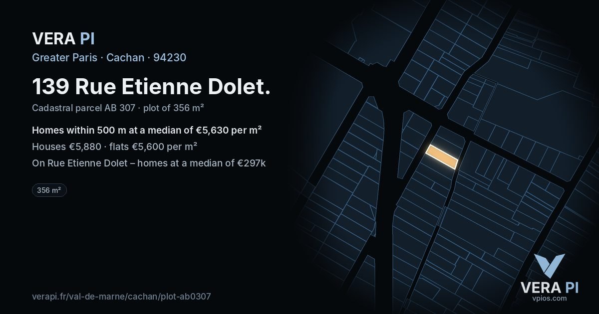 139 Rue Etienne Dolet, Cachan at night – the plot lit, the parcels around coloured by the prices near them