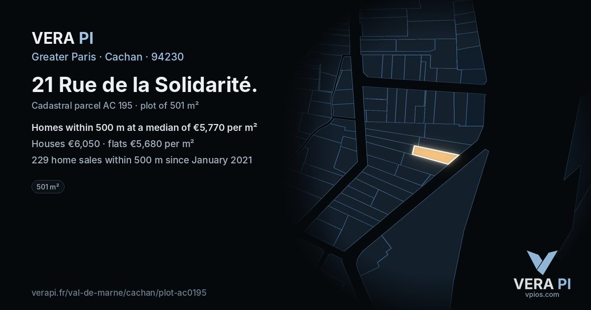 21 Rue de la Solidarité, Cachan at night – the plot lit, the parcels around coloured by the prices near them