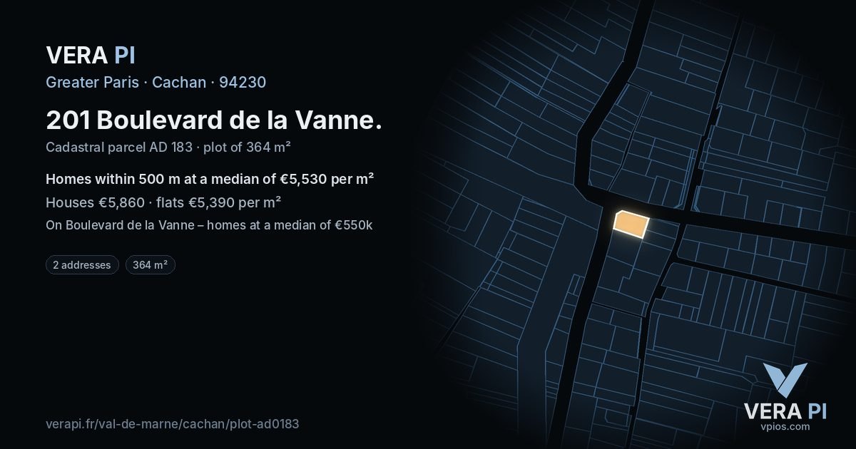 201 Boulevard de la Vanne, Cachan at night – the plot lit, the parcels around coloured by the prices near them
