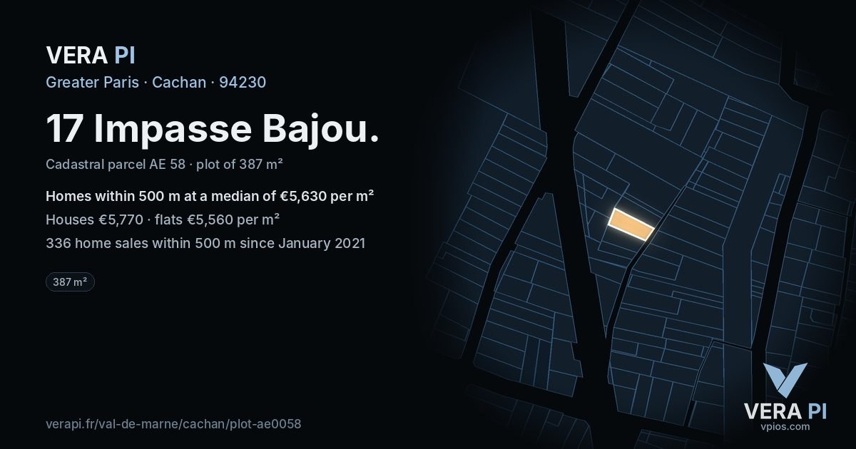 17 Impasse Bajou, Cachan at night – the plot lit, the parcels around coloured by the prices near them