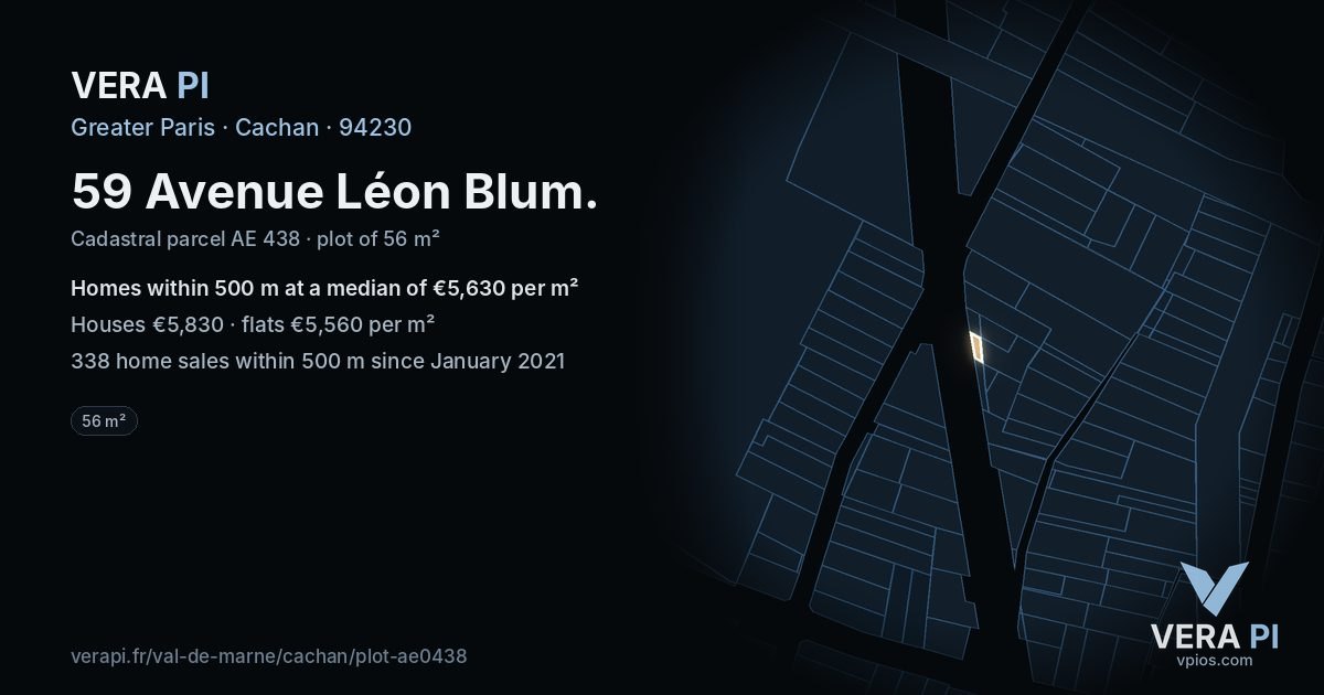 59 Avenue Léon Blum, Cachan at night – the plot lit, the parcels around coloured by the prices near them