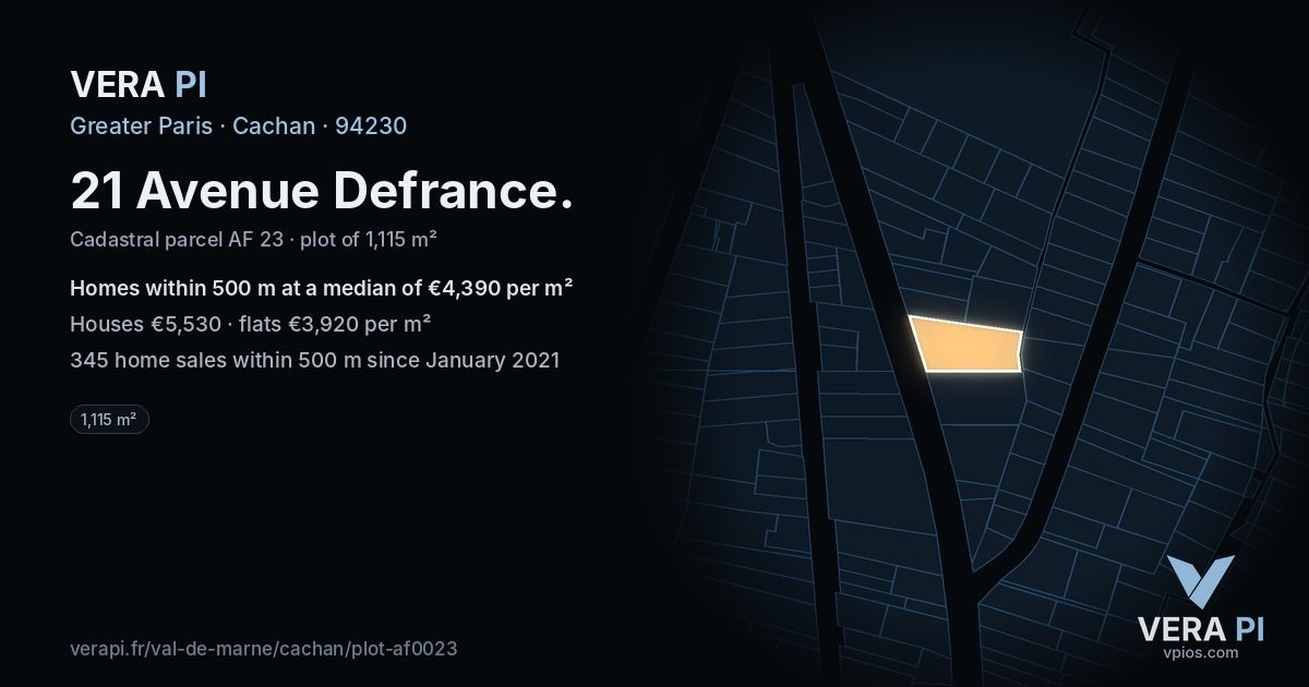 21 Avenue Defrance, Cachan at night – the plot lit, the parcels around coloured by the prices near them
