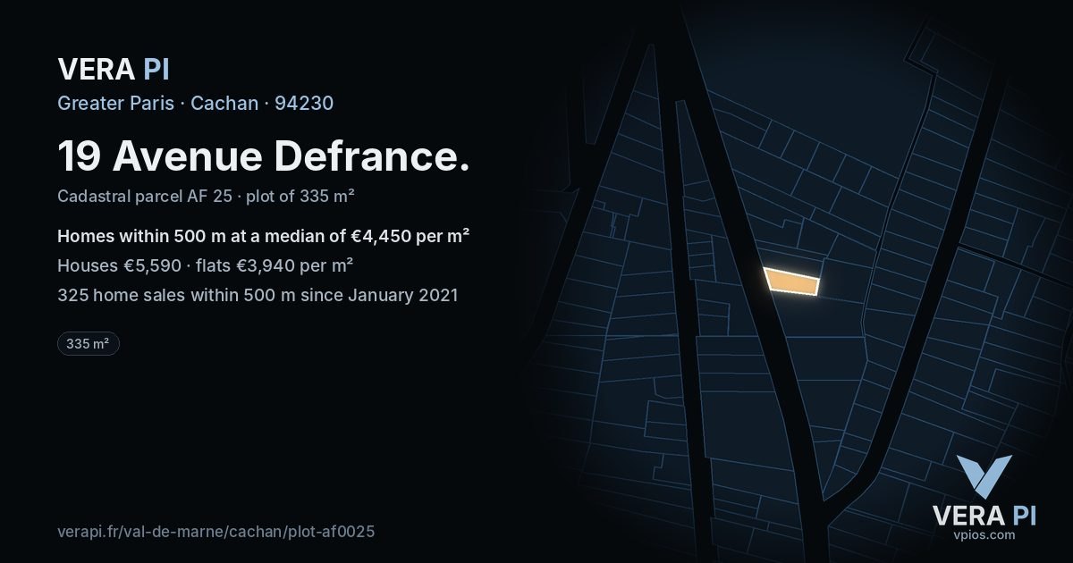 19 Avenue Defrance, Cachan at night – the plot lit, the parcels around coloured by the prices near them