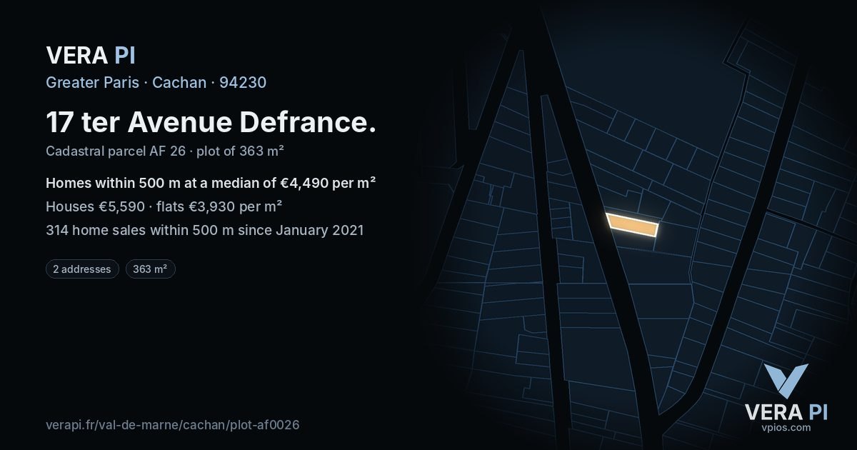 17 ter Avenue Defrance, Cachan at night – the plot lit, the parcels around coloured by the prices near them