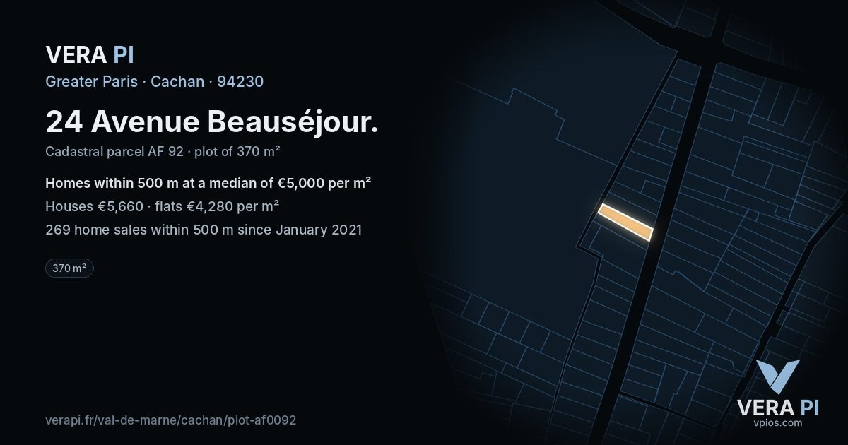 24 Avenue Beauséjour, Cachan at night – the plot lit, the parcels around coloured by the prices near them