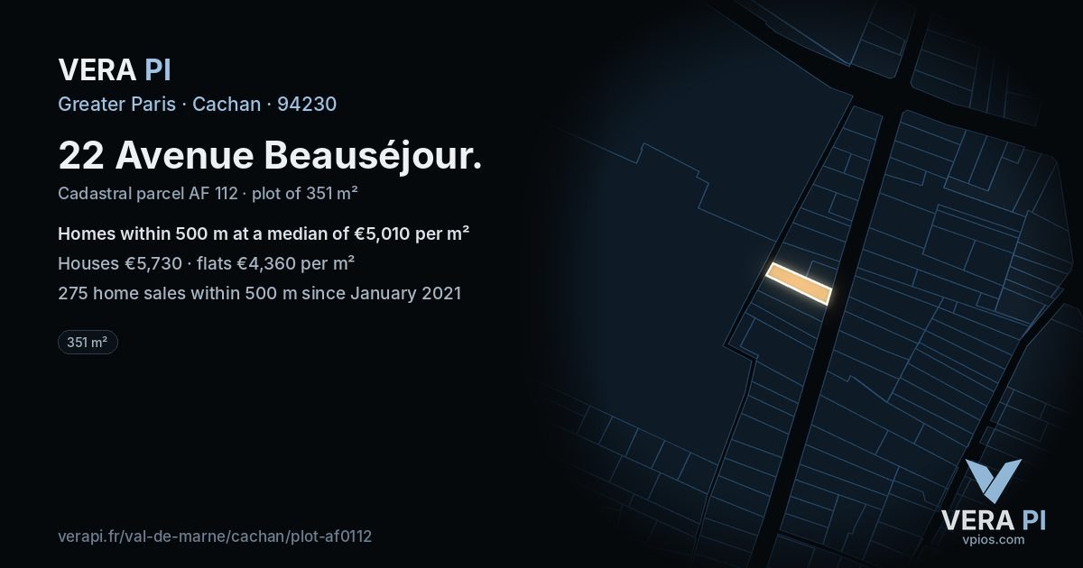 22 Avenue Beauséjour, Cachan at night – the plot lit, the parcels around coloured by the prices near them