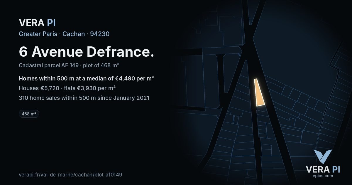 6 Avenue Defrance, Cachan at night – the plot lit, the parcels around coloured by the prices near them
