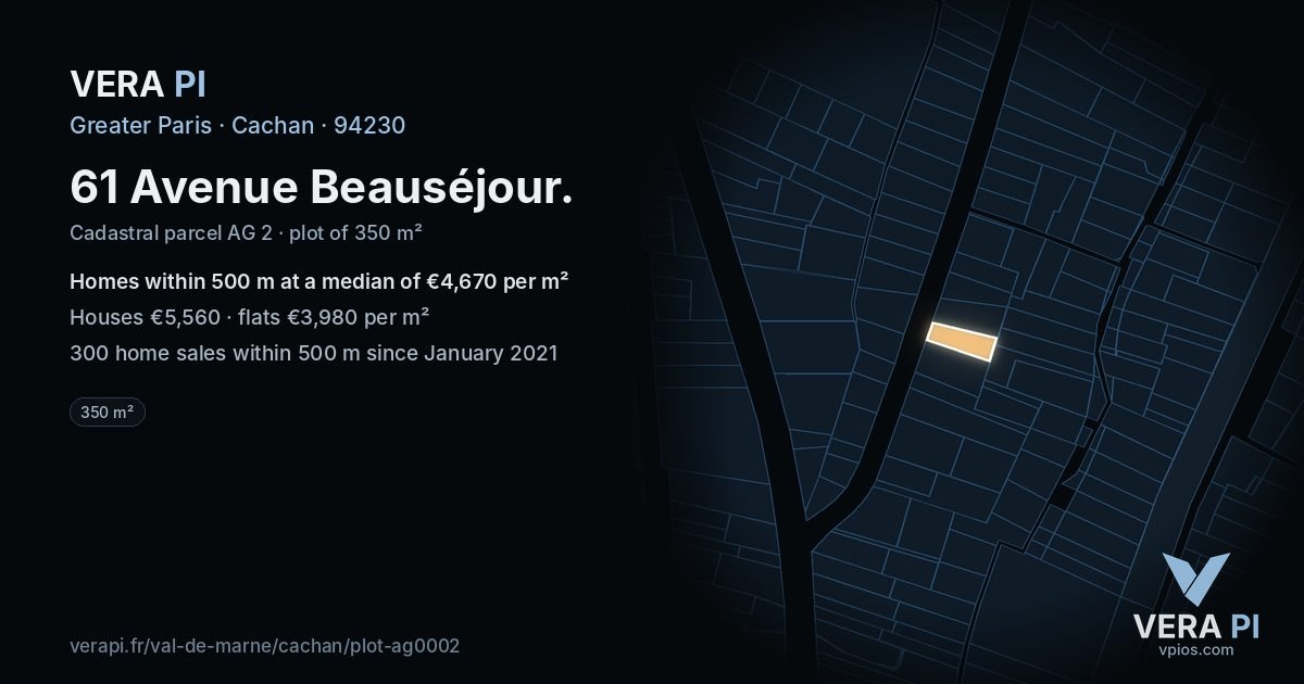 61 Avenue Beauséjour, Cachan at night – the plot lit, the parcels around coloured by the prices near them