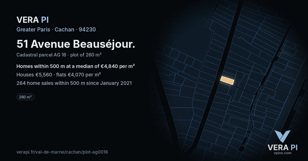 51 Avenue Beauséjour, Cachan at night – the plot lit, the parcels around coloured by the prices near them