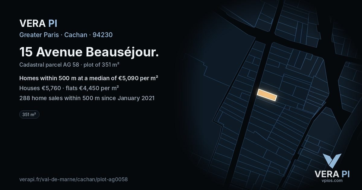 15 Avenue Beauséjour, Cachan at night – the plot lit, the parcels around coloured by the prices near them