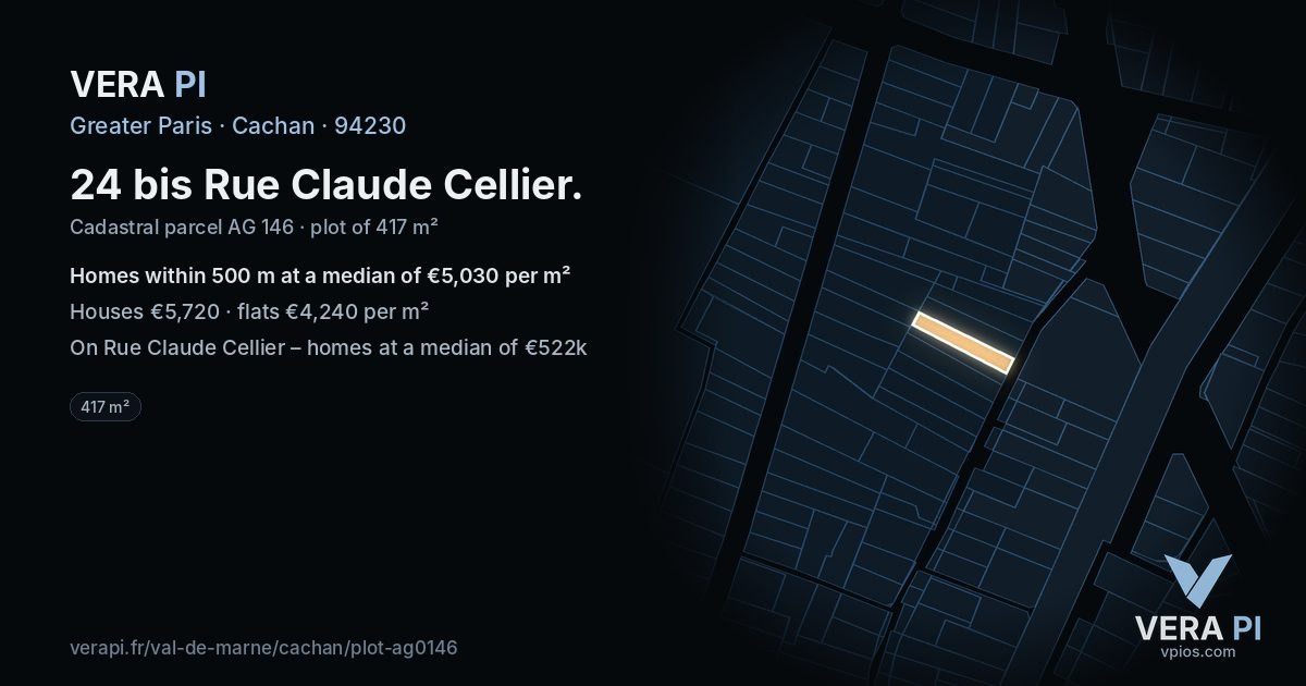 24 bis Rue Claude Cellier, Cachan at night – the plot lit, the parcels around coloured by the prices near them