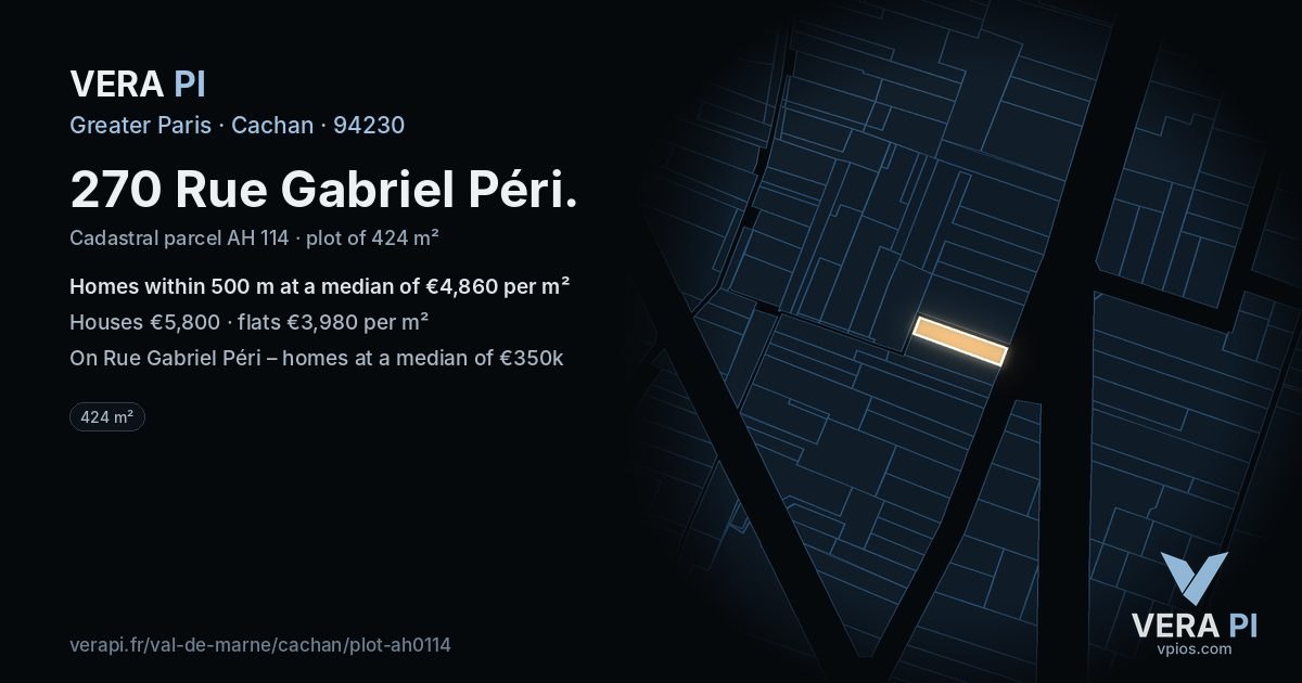 270 Rue Gabriel Péri, Cachan at night – the plot lit, the parcels around coloured by the prices near them