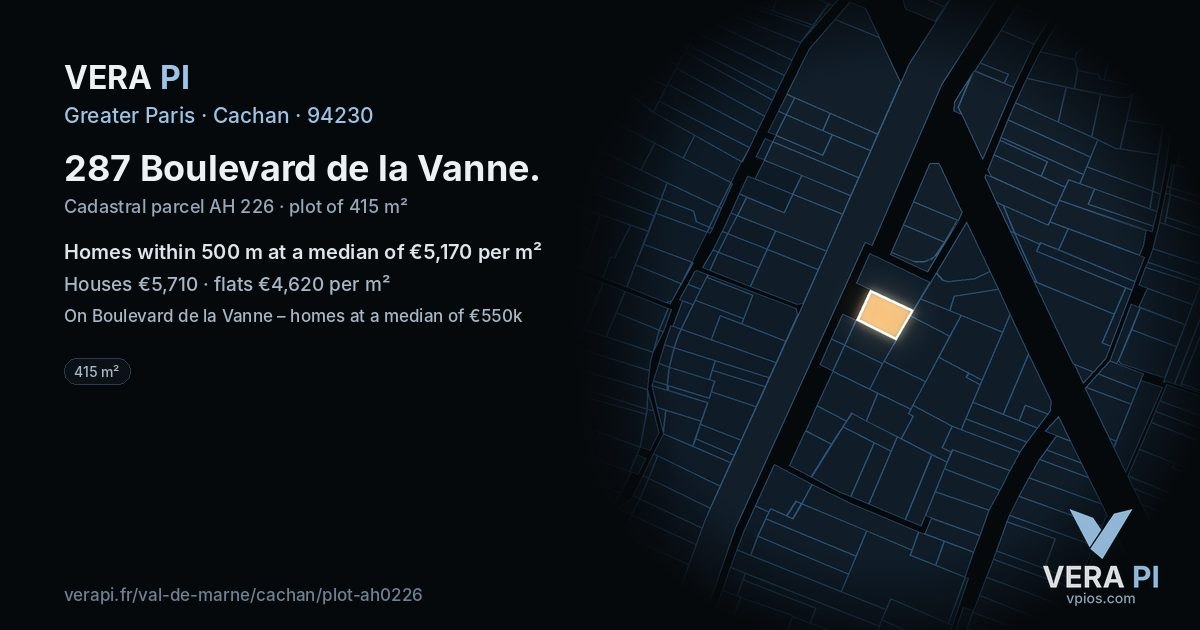 287 Boulevard de la Vanne, Cachan at night – the plot lit, the parcels around coloured by the prices near them