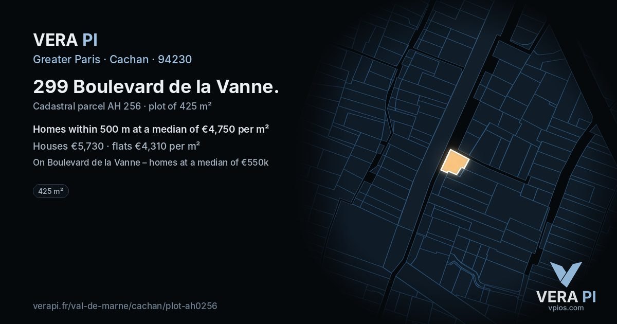 299 Boulevard de la Vanne, Cachan at night – the plot lit, the parcels around coloured by the prices near them
