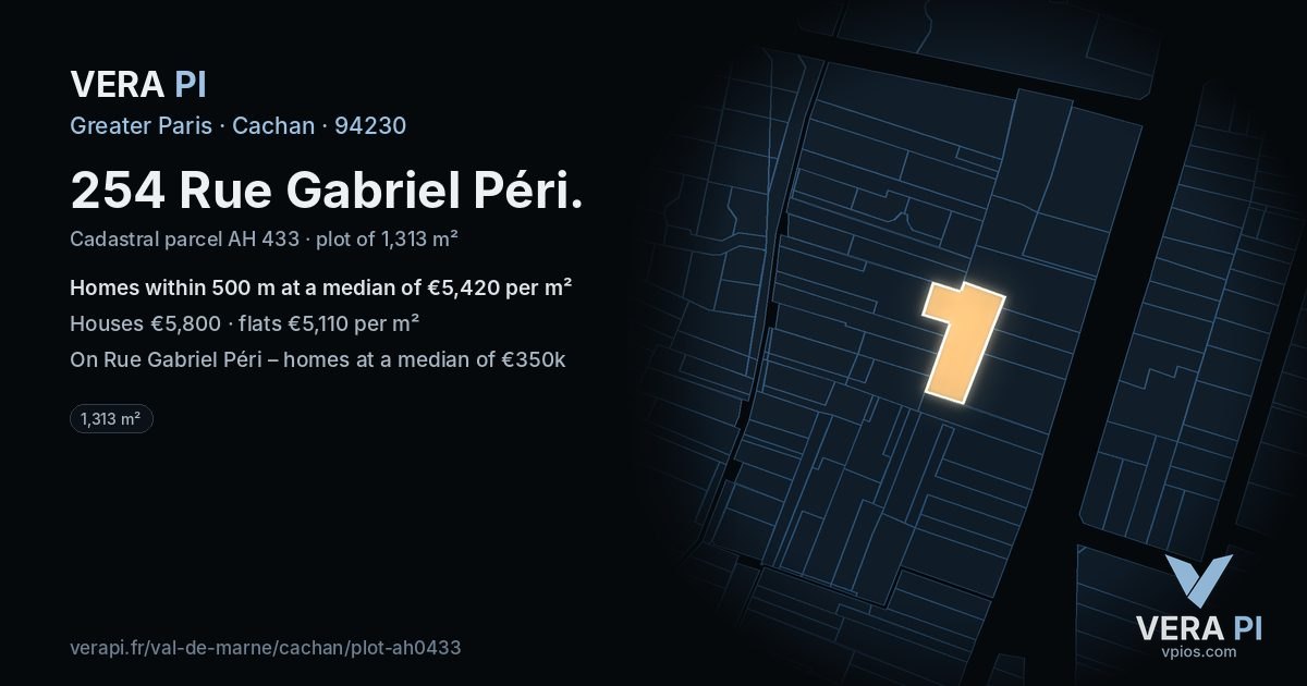 254 Rue Gabriel Péri, Cachan at night – the plot lit, the parcels around coloured by the prices near them