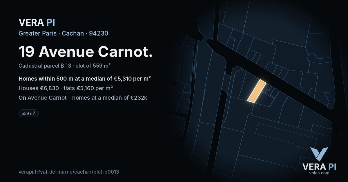 19 Avenue Carnot, Cachan at night – the plot lit, the parcels around coloured by the prices near them