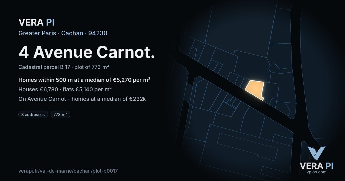 4 Avenue Carnot, Cachan at night – the plot lit, the parcels around coloured by the prices near them