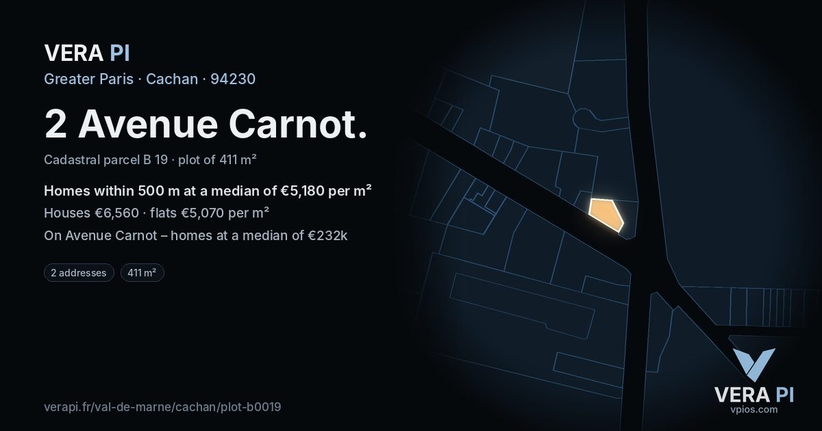 2 Avenue Carnot, Cachan at night – the plot lit, the parcels around coloured by the prices near them