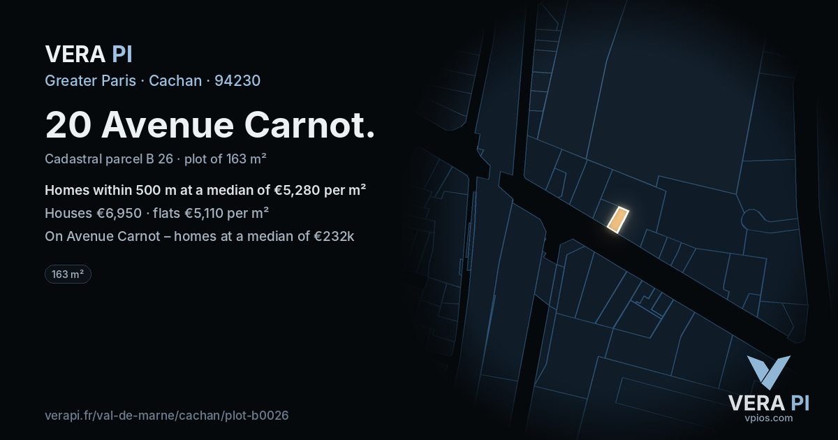 20 Avenue Carnot, Cachan at night – the plot lit, the parcels around coloured by the prices near them