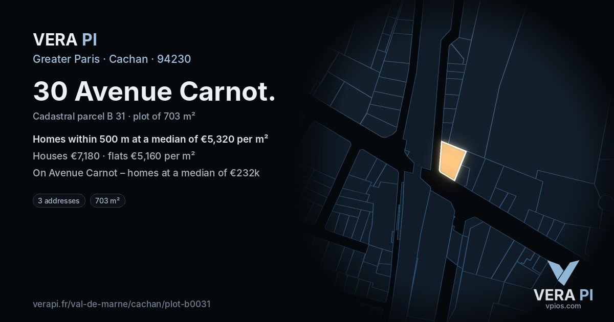 30 Avenue Carnot, Cachan at night – the plot lit, the parcels around coloured by the prices near them