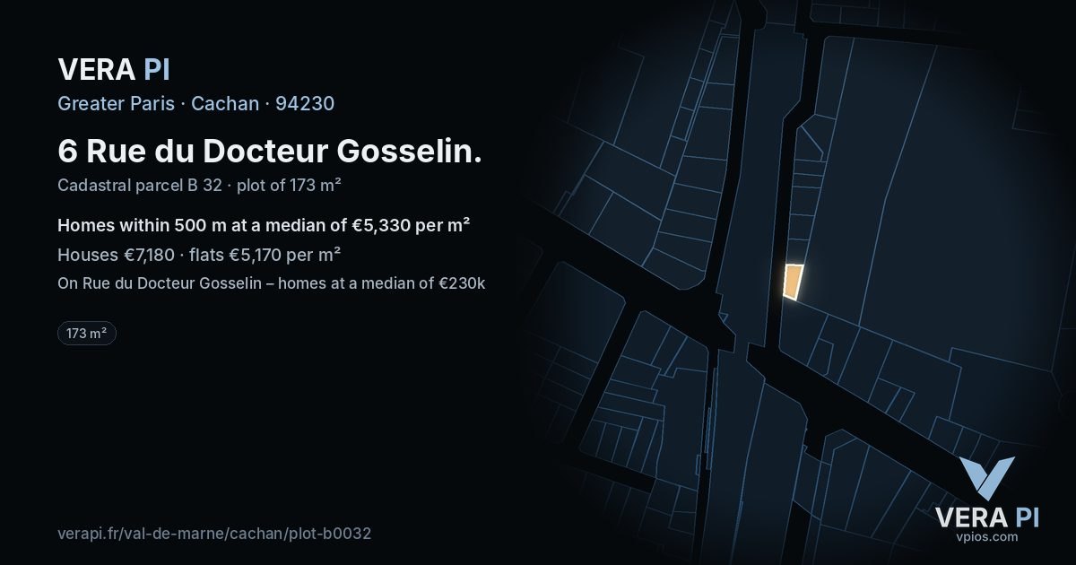 6 Rue du Docteur Gosselin, Cachan at night – the plot lit, the parcels around coloured by the prices near them