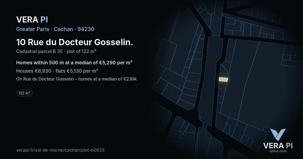 10 Rue du Docteur Gosselin, Cachan at night – the plot lit, the parcels around coloured by the prices near them