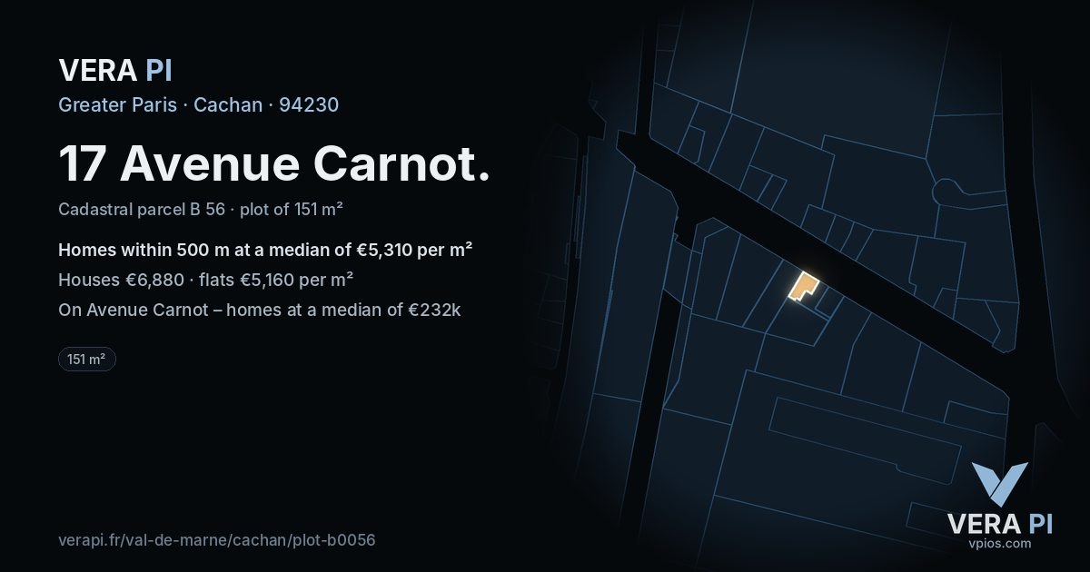 17 Avenue Carnot, Cachan at night – the plot lit, the parcels around coloured by the prices near them