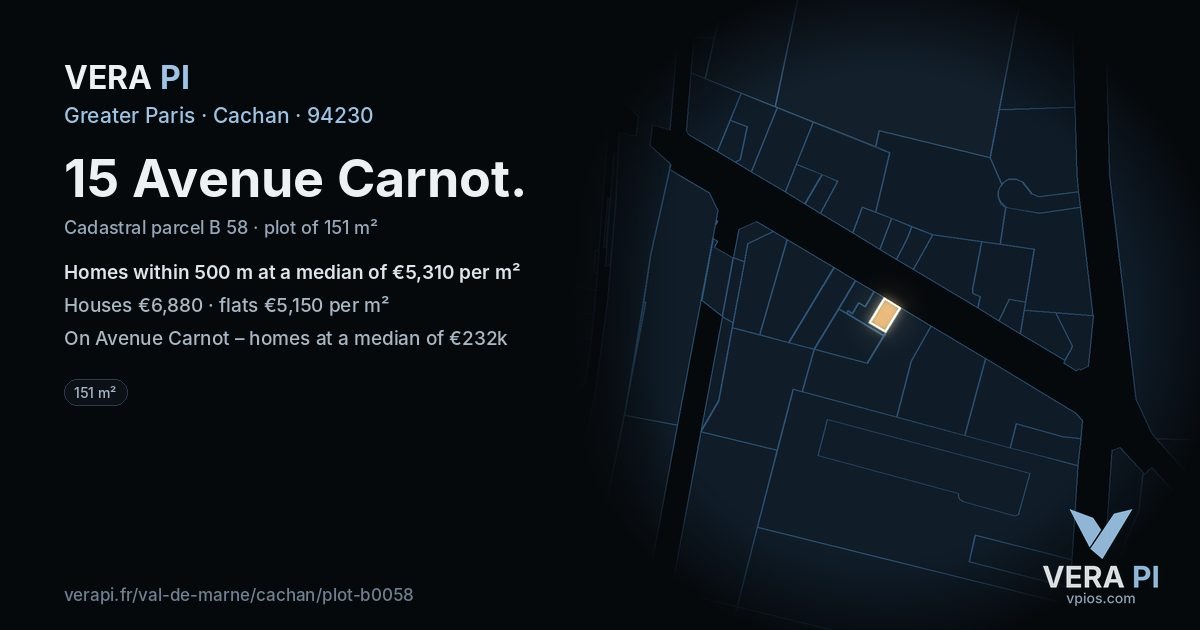 15 Avenue Carnot, Cachan at night – the plot lit, the parcels around coloured by the prices near them