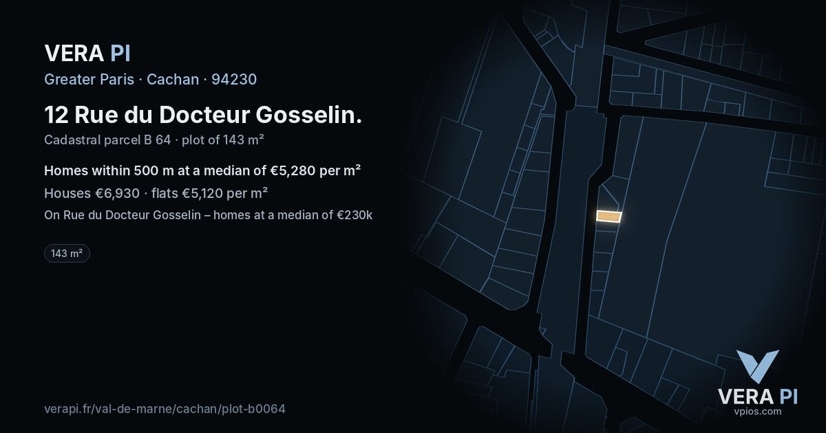 12 Rue du Docteur Gosselin, Cachan at night – the plot lit, the parcels around coloured by the prices near them